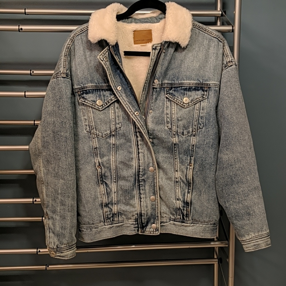 American Eagle Faux Fur Lined Denim Jacket